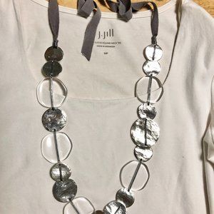 Large Silver and Clear Disc Necklace